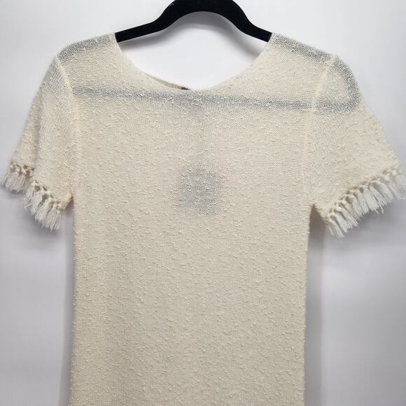 NWT ASOS Cream Wool Blend Nubby Fringe Sweater Knit Mini Boho Dress Women's 0 - Picture 9 of 9